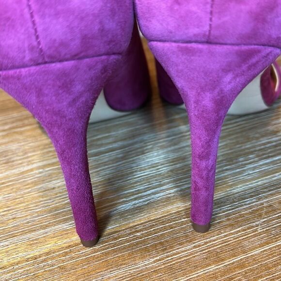GIBSON latimer fuchsia suede peep toe heel size 6.5M - Picture 6 of 11